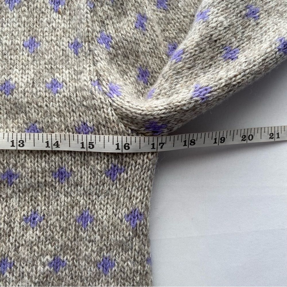 Vintage 80's Cambridge Dry Goods Gray Wool Blend Grandma Cardigan Size Small - Picture 12 of 13